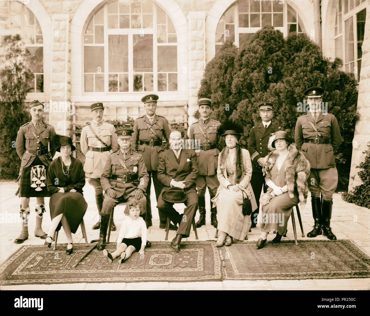 Lord & Lady Plumer with group including French diplomat. 1925, Jerusalem, Israel Stock Photo