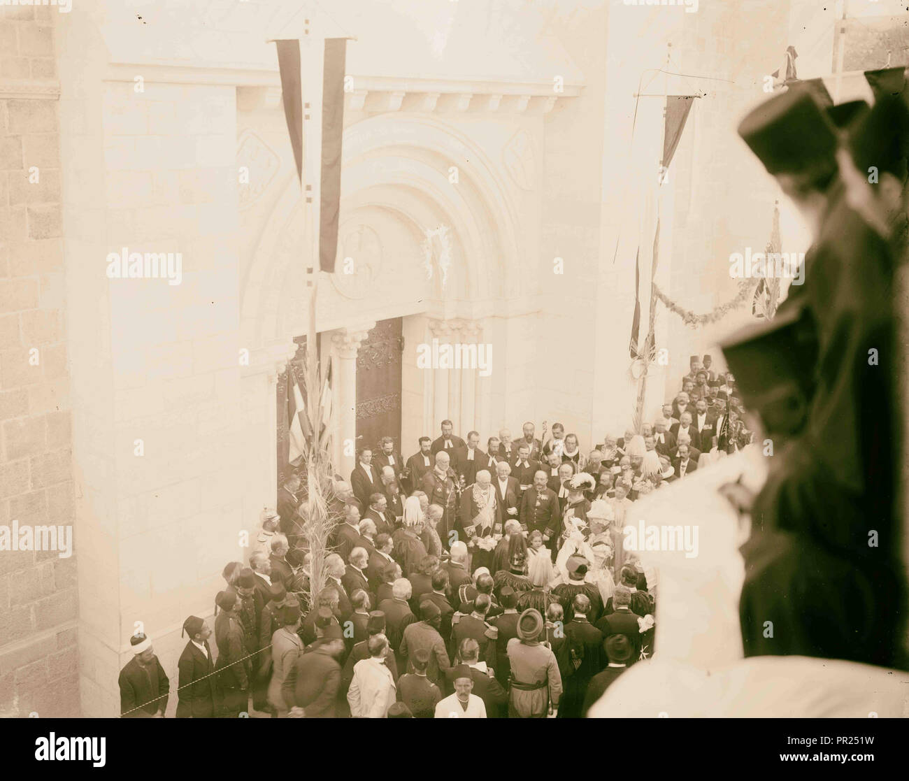 Royal party entering Church of the Redeemer for its dedication. American Colony, Jerusalem. 1898, Israel Stock Photo