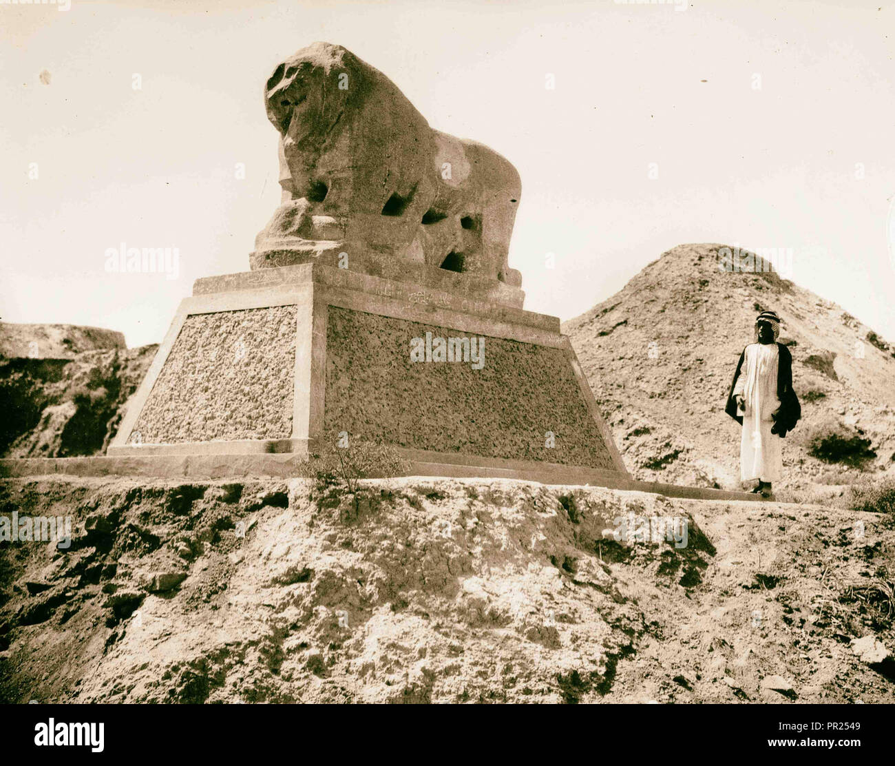 Iraq. Babylon. Basalt lion. 1932, Iraq, Babylon, Extinct city Stock Photo