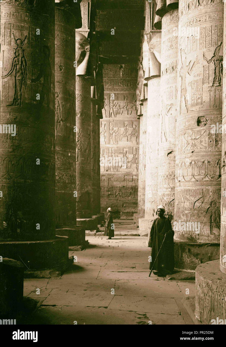 Egyptian views; Temple of Hathor, Dendera. Great vestibule. 1900, Egypt, Dandara Stock Photo