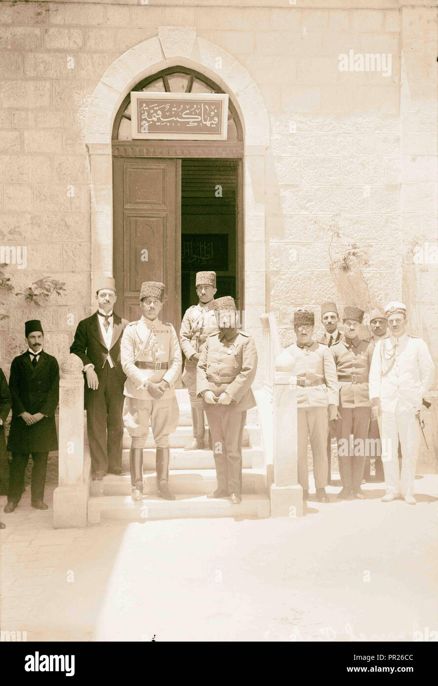 Prince Osman Fuad and Jamal (Cemal) Pasha at the Salahiyeh School, Jerusalem. 1917, Jerusalem, Israel Stock Photo