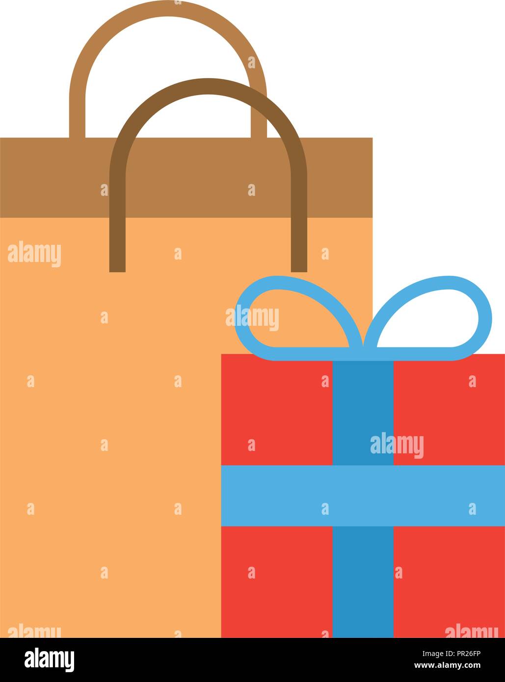 online shopping paper bag and gift box vector illustration Stock Vector ...