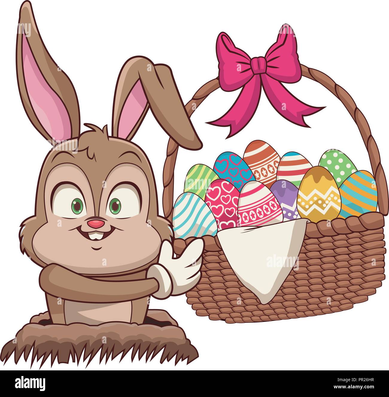 Rabbit with easter eggs in basket Stock Vector Image & Art - Alamy