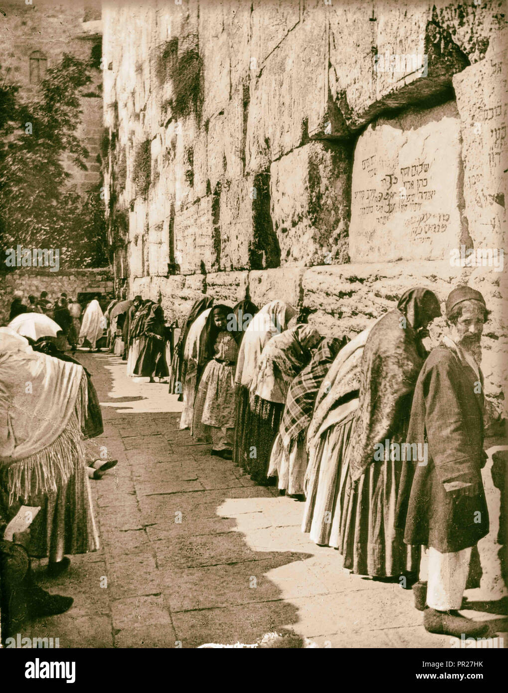 Jews in front of the Western Wall (Wailing Wall) Jerusalem. 1900 ...