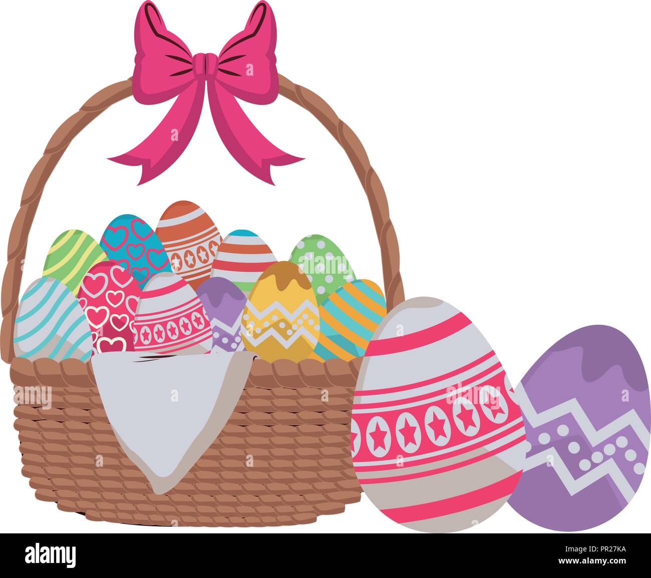 Basket with easter eggs cartoons Stock Vector Image & Art Alamy