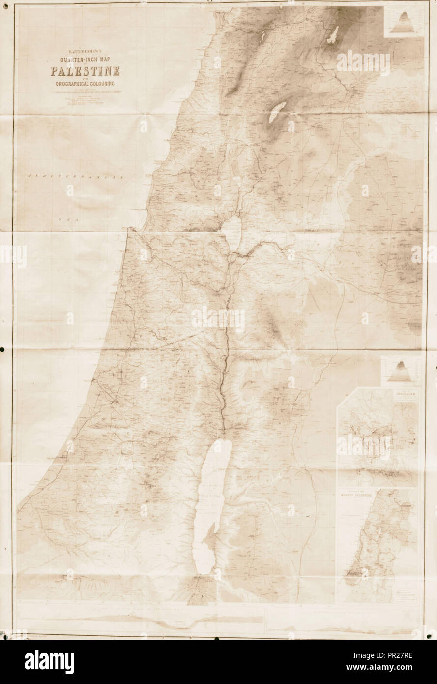 Maps, plans, restorations, etc. Bartholomew's map of Palestine. 1900 Stock Photo