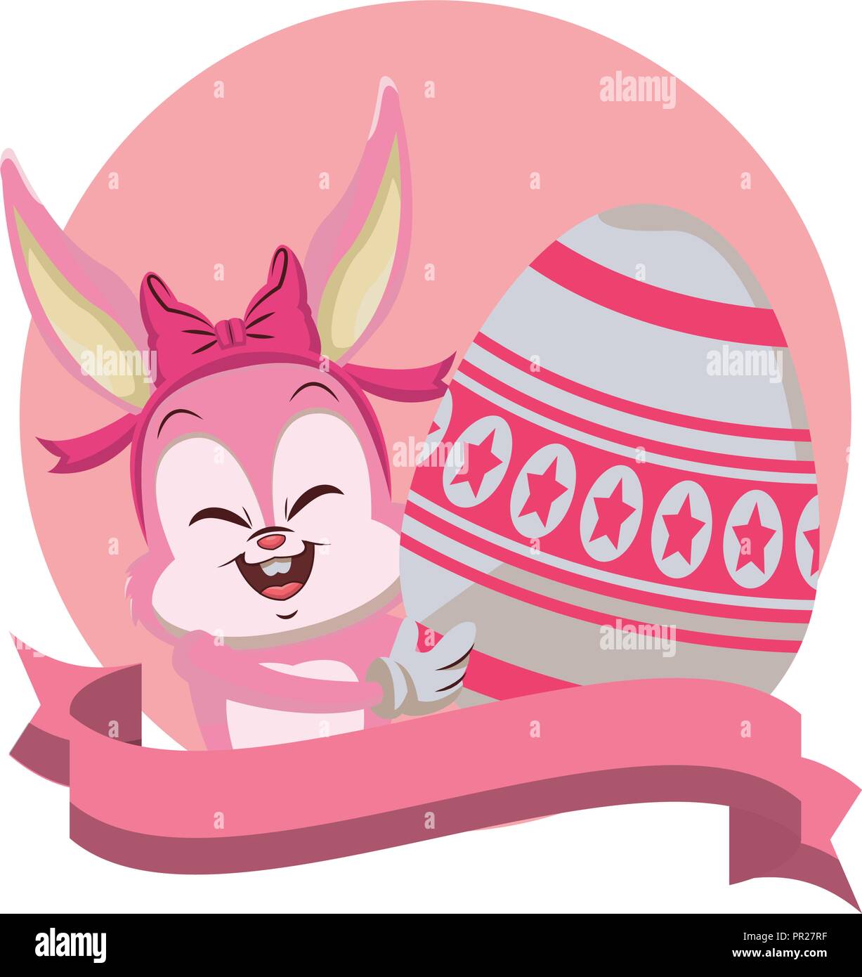 rabbit juggling easter eggs Stock Vector
