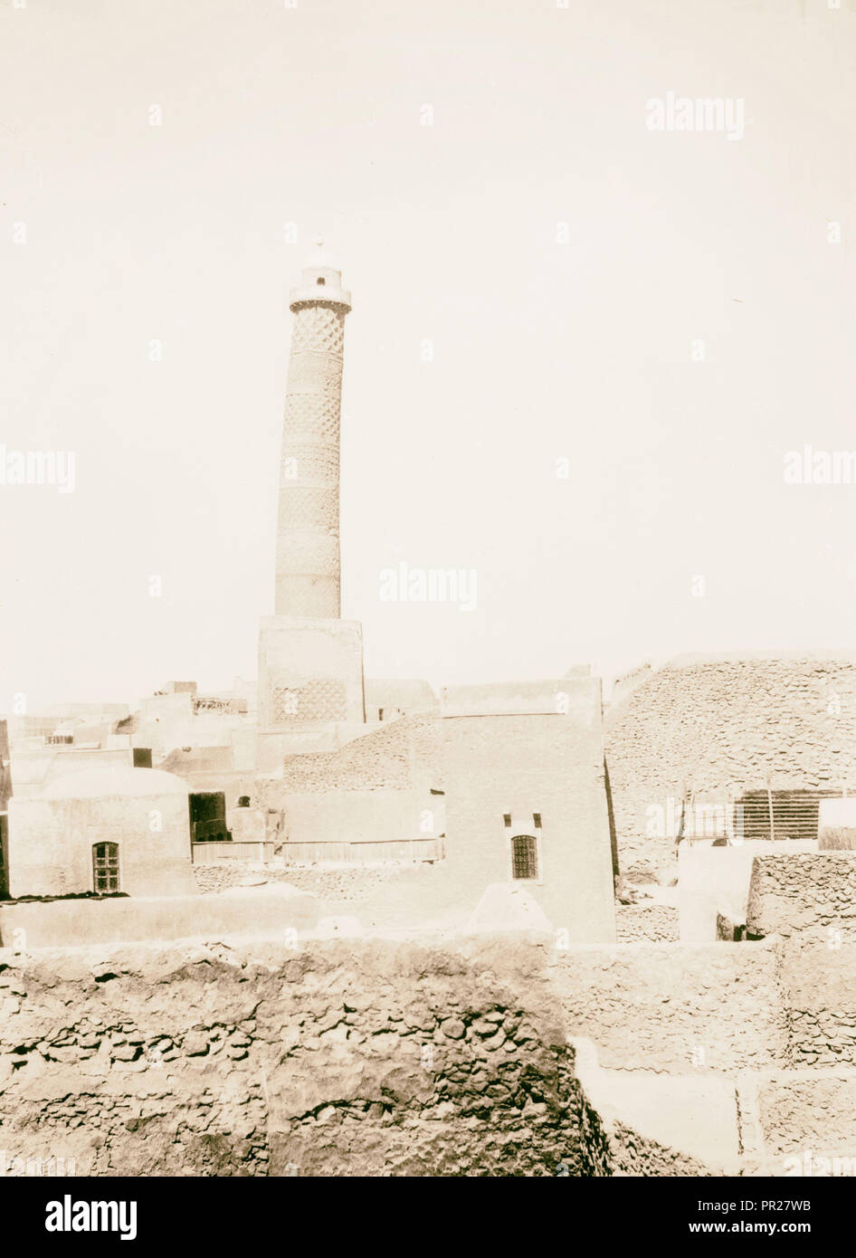 Mosul, third most important city in Iraq. The leaning tower. 1932, Iraq, Mosul Stock Photo