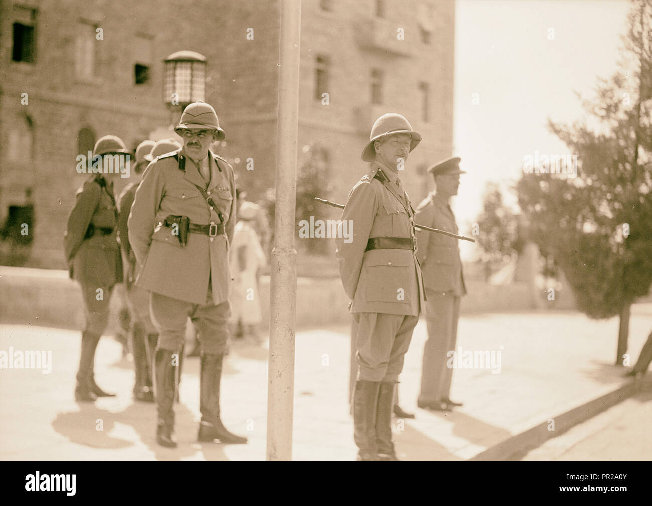 Palestine disturbances 1936. Lt. General Dill watching military parade. 1936, Jerusalem Stock Photo