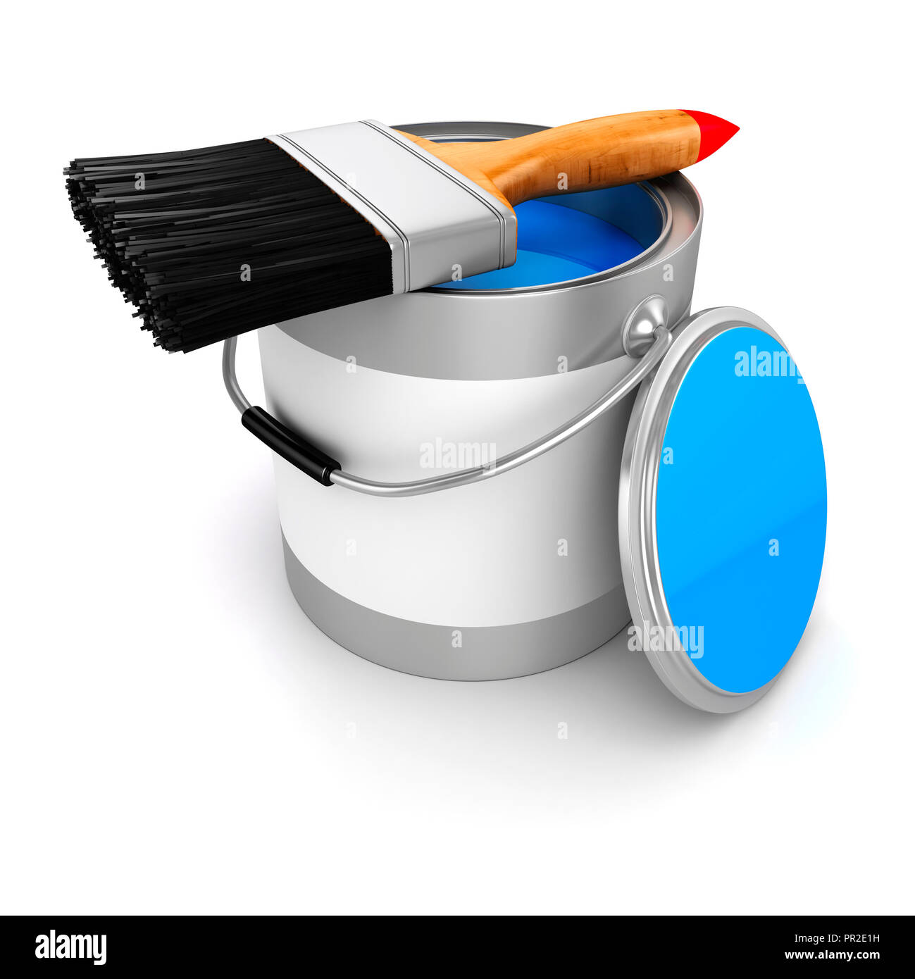 3d render of colorful paint bucket on white background Stock Photo Alamy