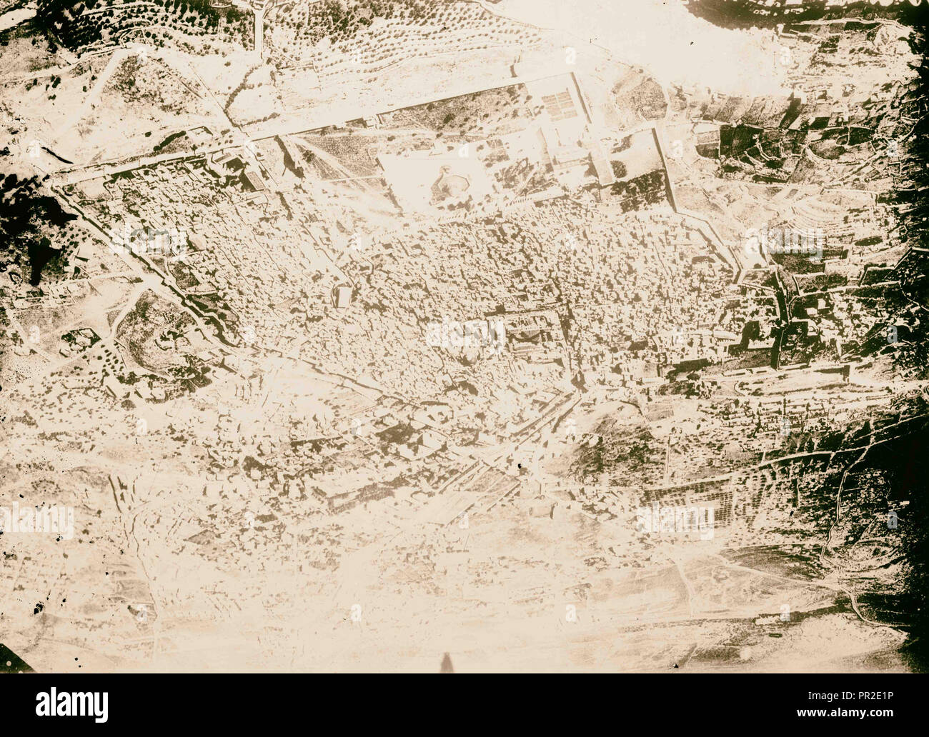 Series of first aerial photographs of Palestine and Syria. Jerusalem from 3000 m. 1900, Jerusalem Stock Photo