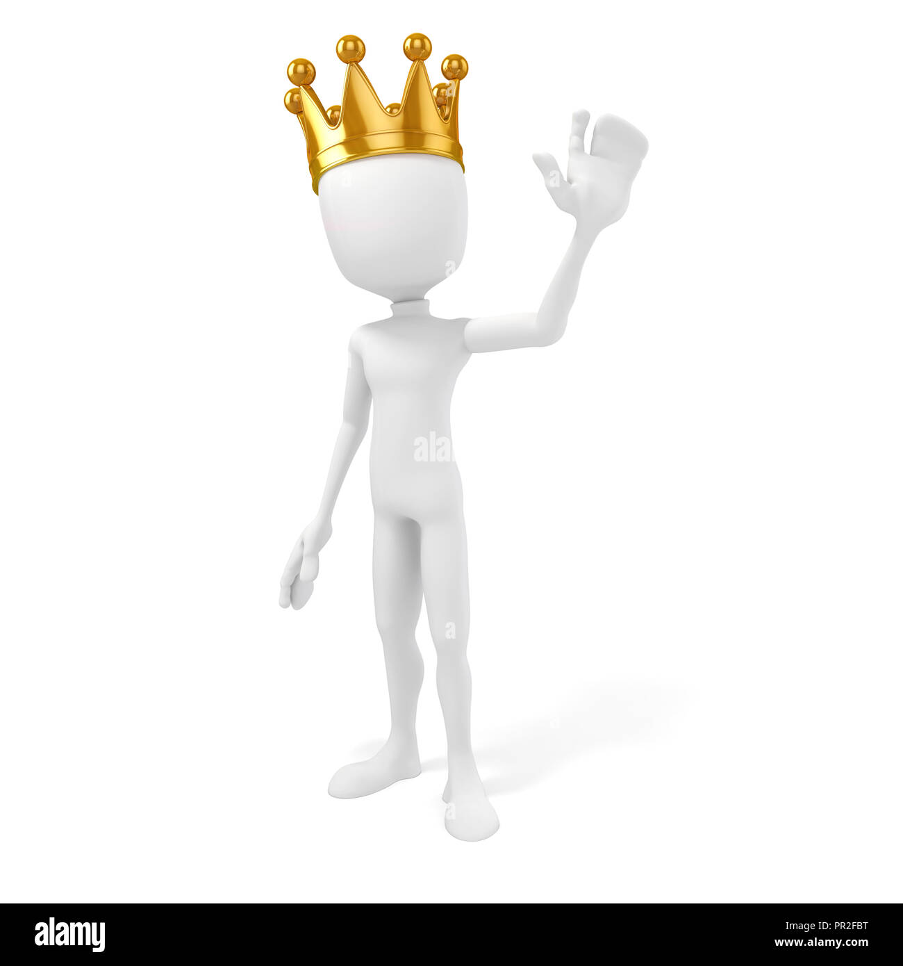 3d man king with a gold crown on white background Stock Photo