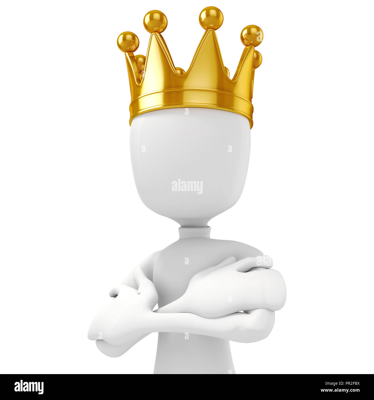 3d man king with a gold crown on white background Stock Photo