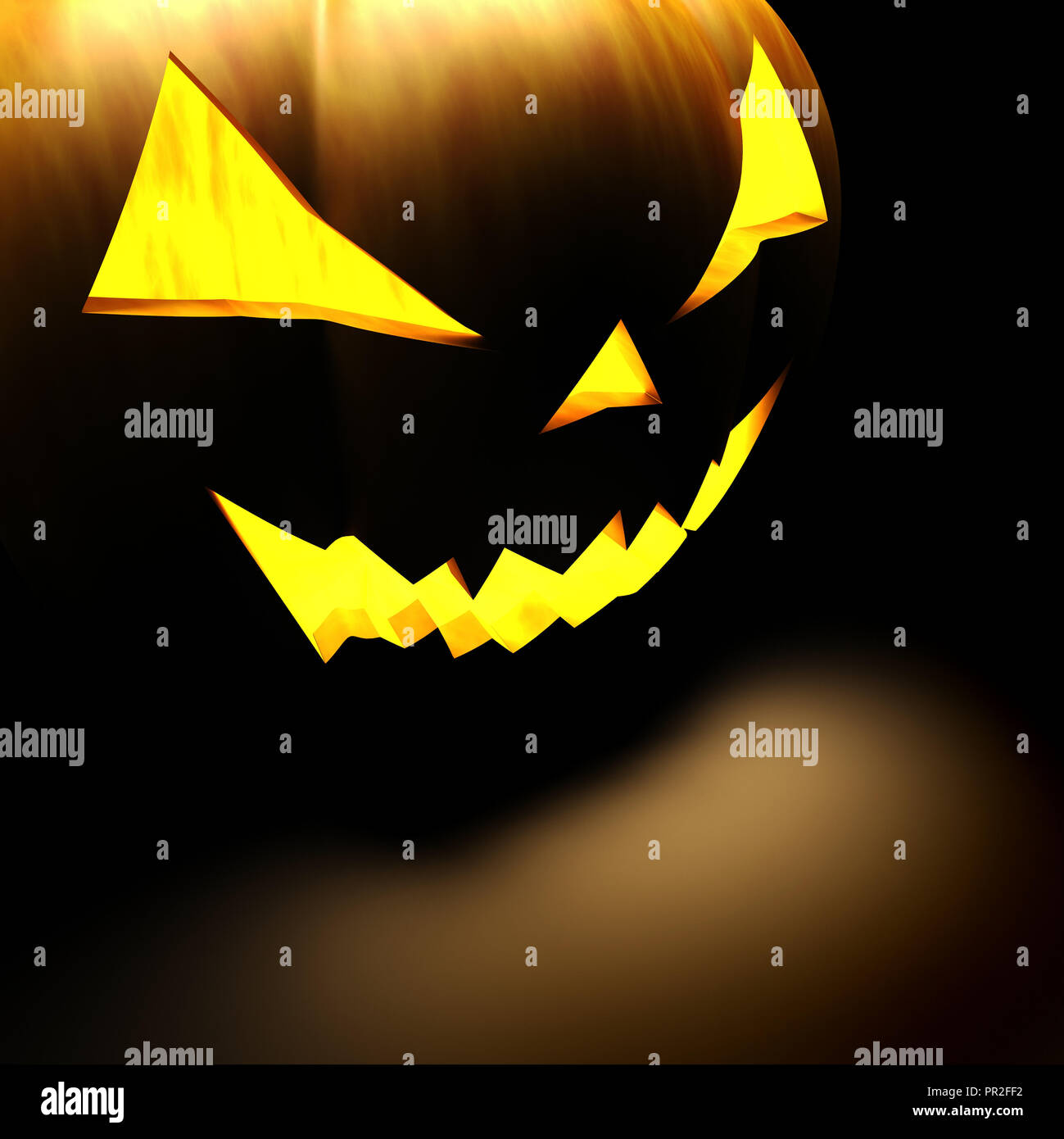 3d scary halloween pumpkin on black background Stock Photo - Alamy