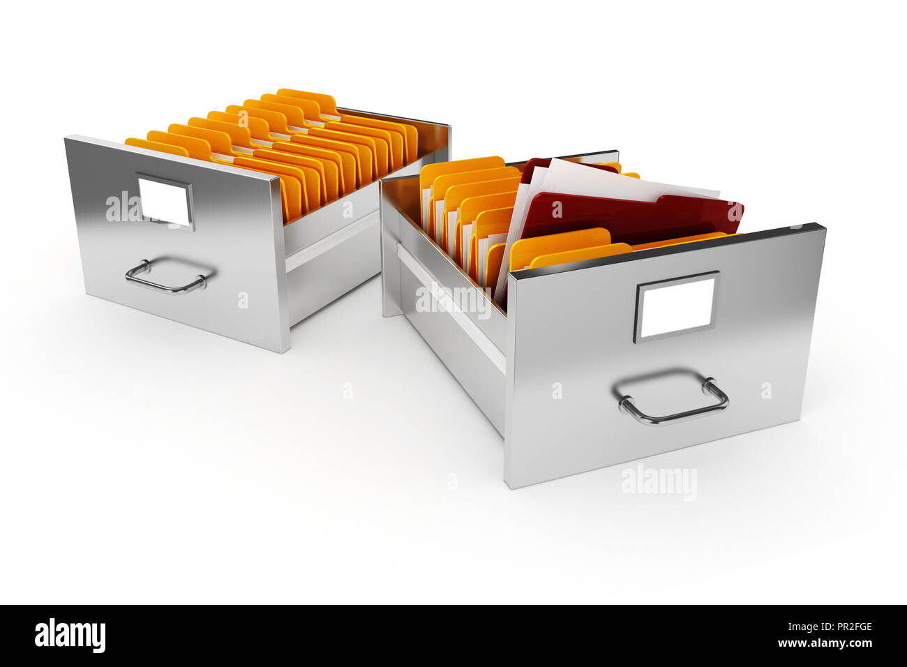 3d file cabinet on white background Stock Photo