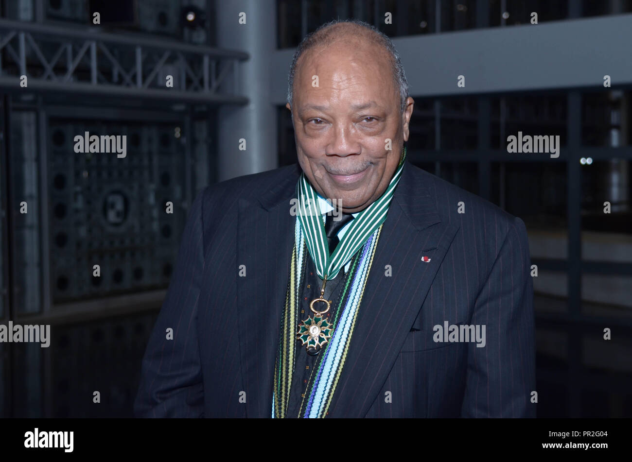 Quincy Jones makes Commander of the Order of Arts and Letters by Jack Lang Stock Photo