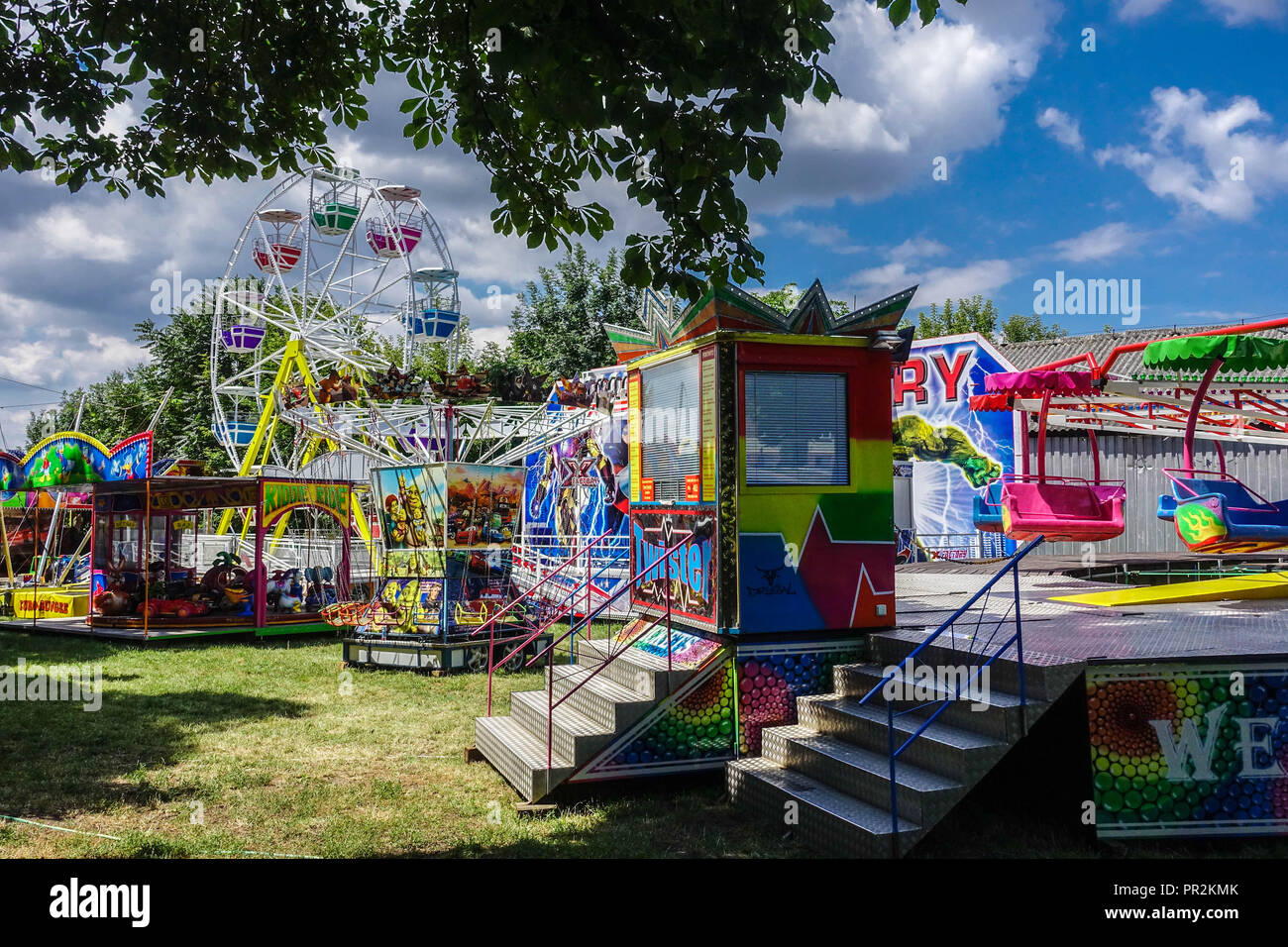 Amusement Park at the Village Fair, Moravia Czech Republic Stock Photo
