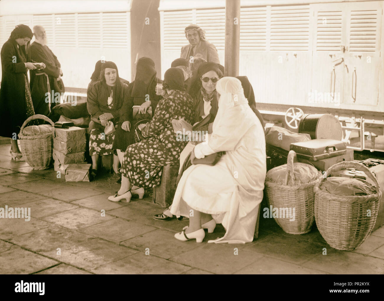 Arab ladies departure to conference. 1938, Middle East, Israel and/or Palestine Stock Photo