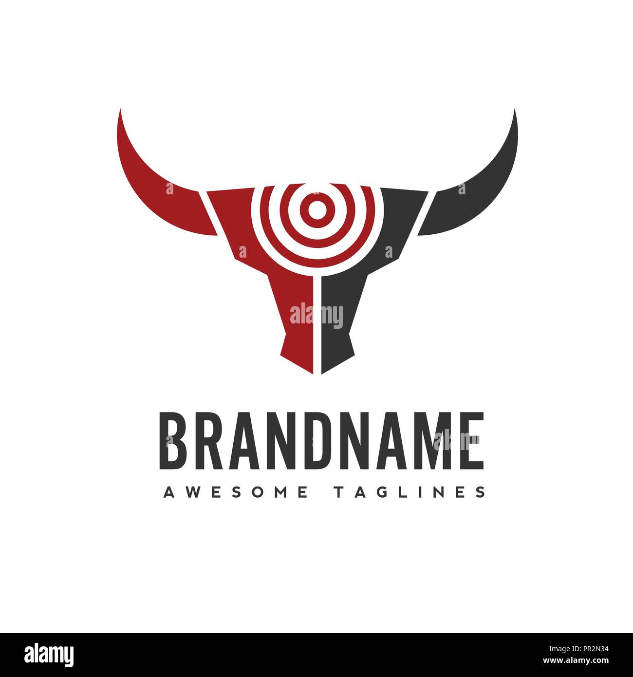 Bull head target vector logo concept illustration, Buffalo head target