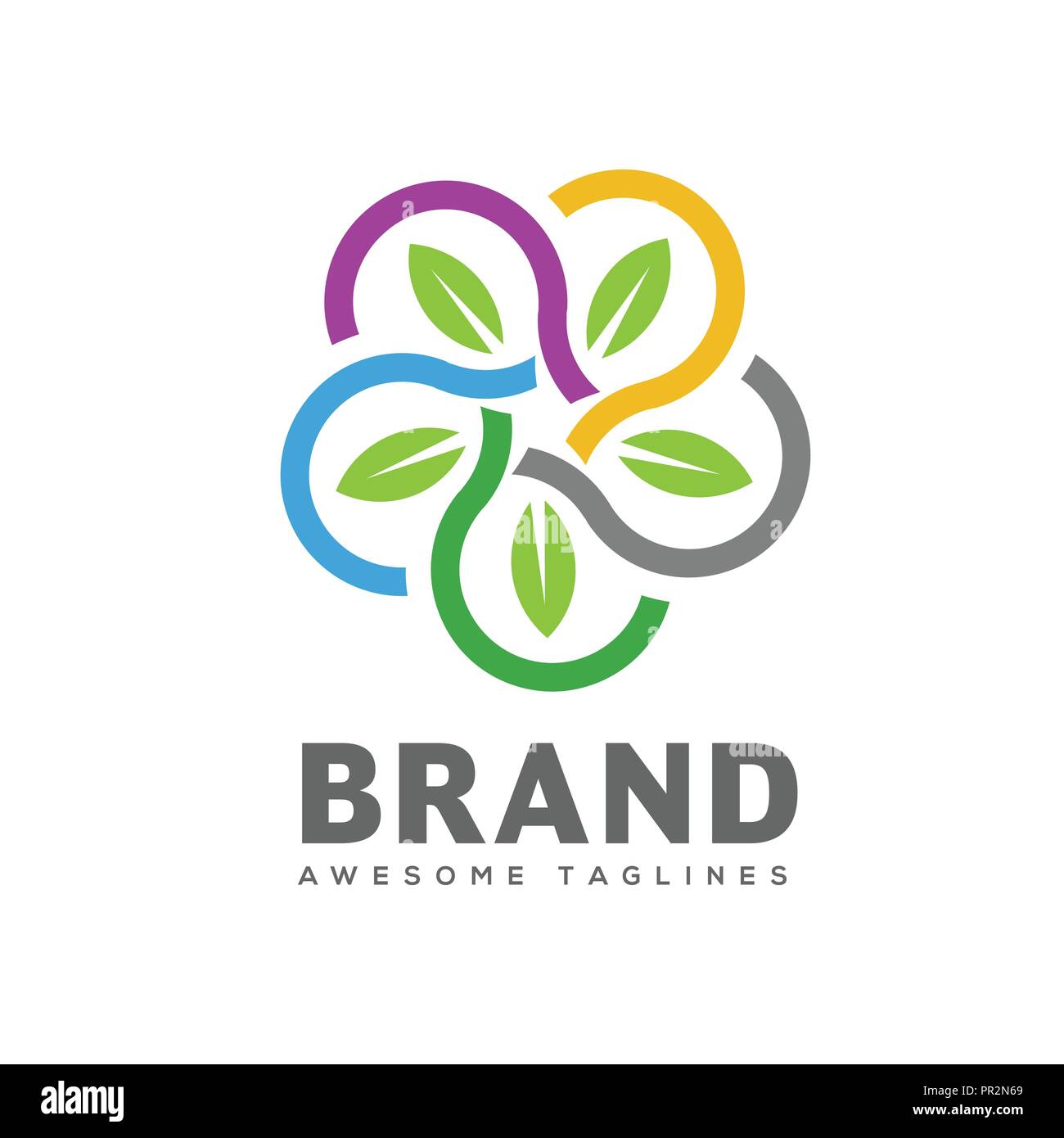 green leaf circle vector logo. green leaf connection logo Leaf logo ...