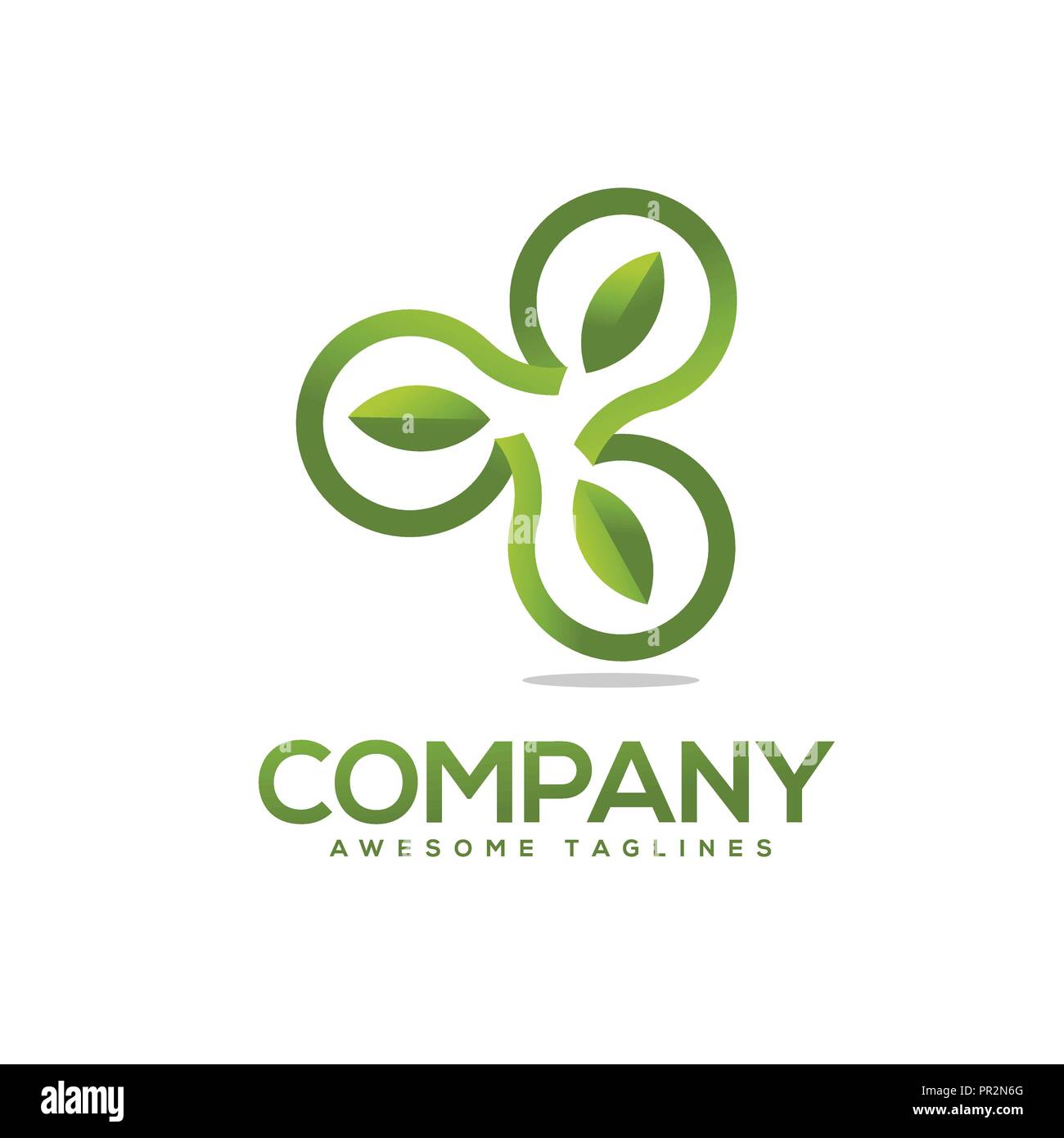 green leaf circle vector logo. green leaf connection logo Leaf logo ...