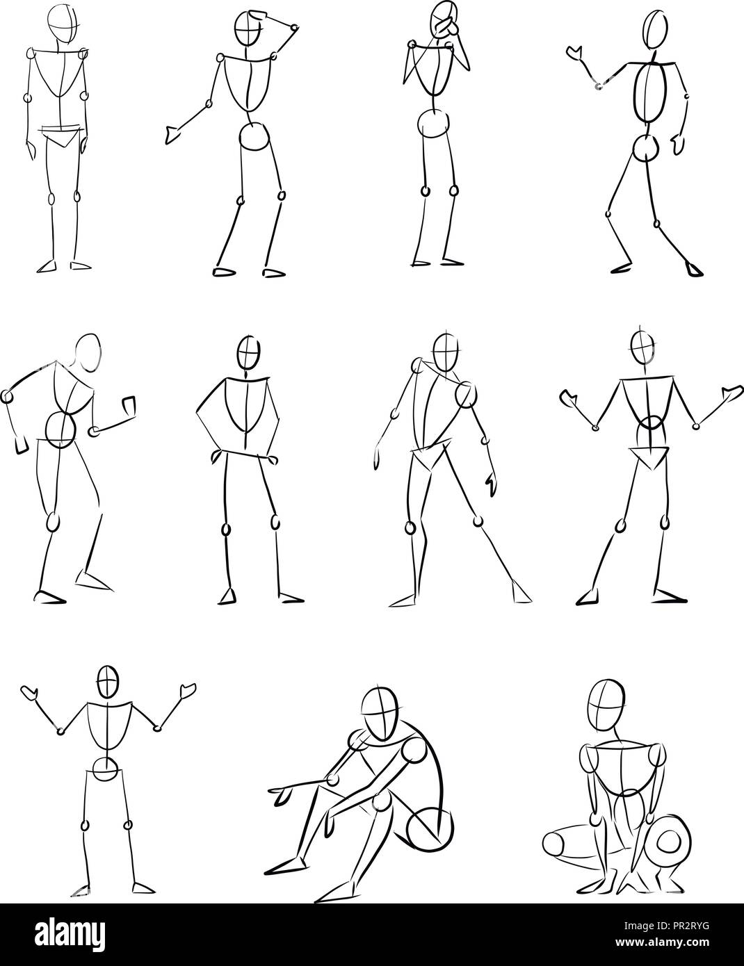 Human Stick Figure Stickman Man Actions Poses Postures standing Pointing  Jumping Hopping Walking Running Sprinting Download PNG SVG Vector