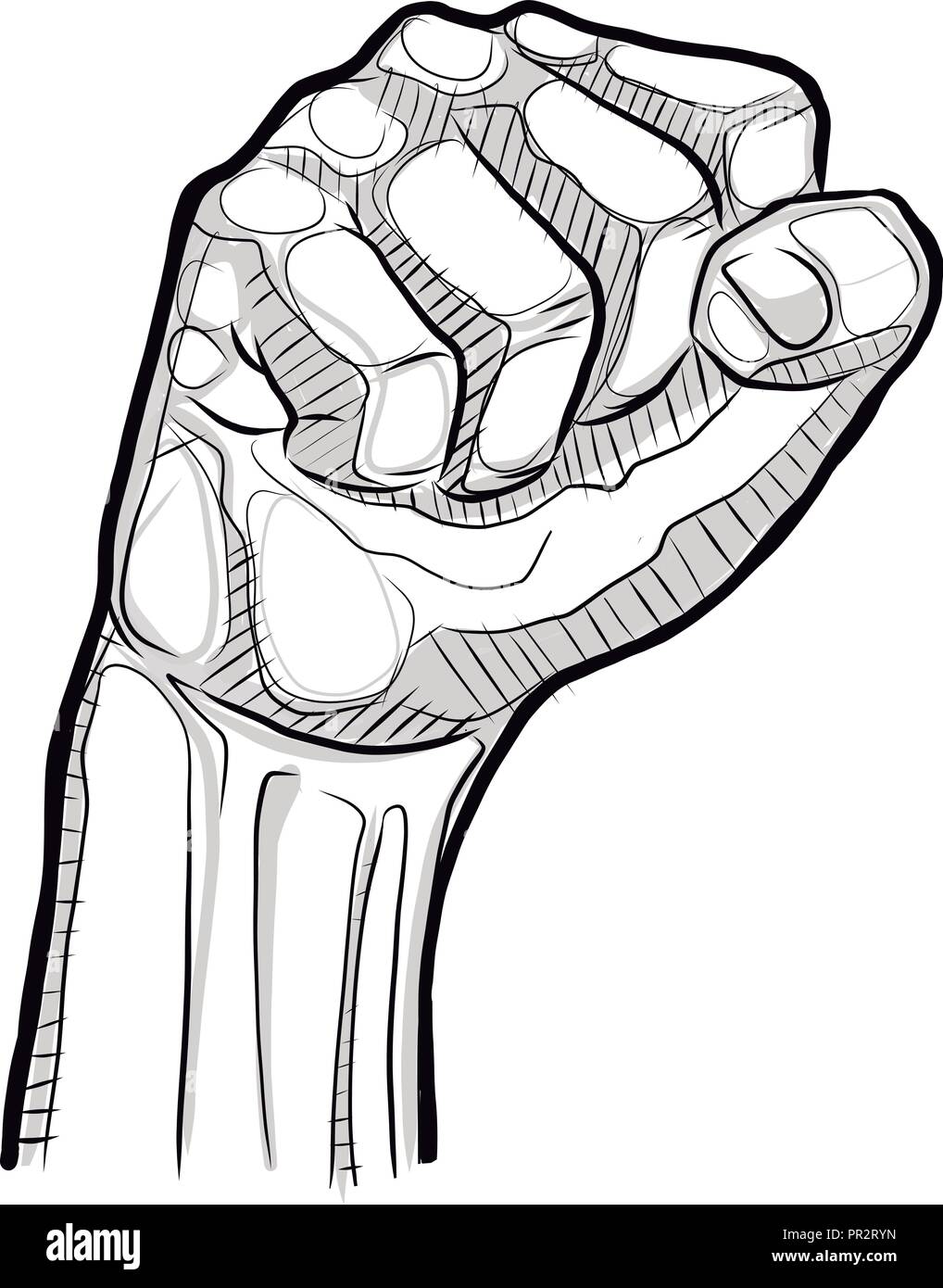 Hand drawn vector digital ink illustration or drawing of a human fist Stock Vector