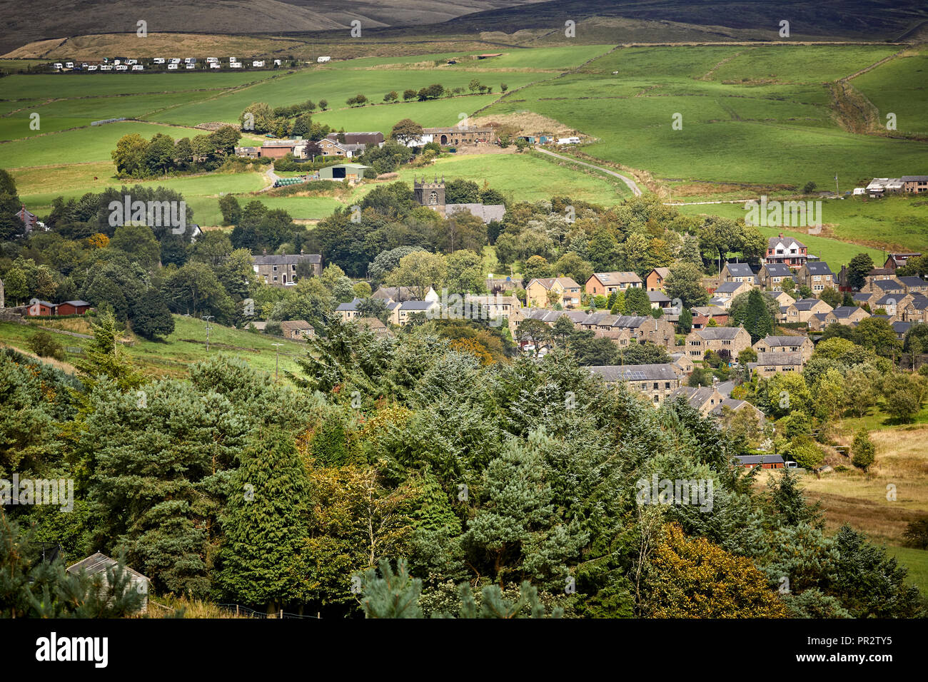 Housing stock in the rural valley village Denshaw in Saddleworth a