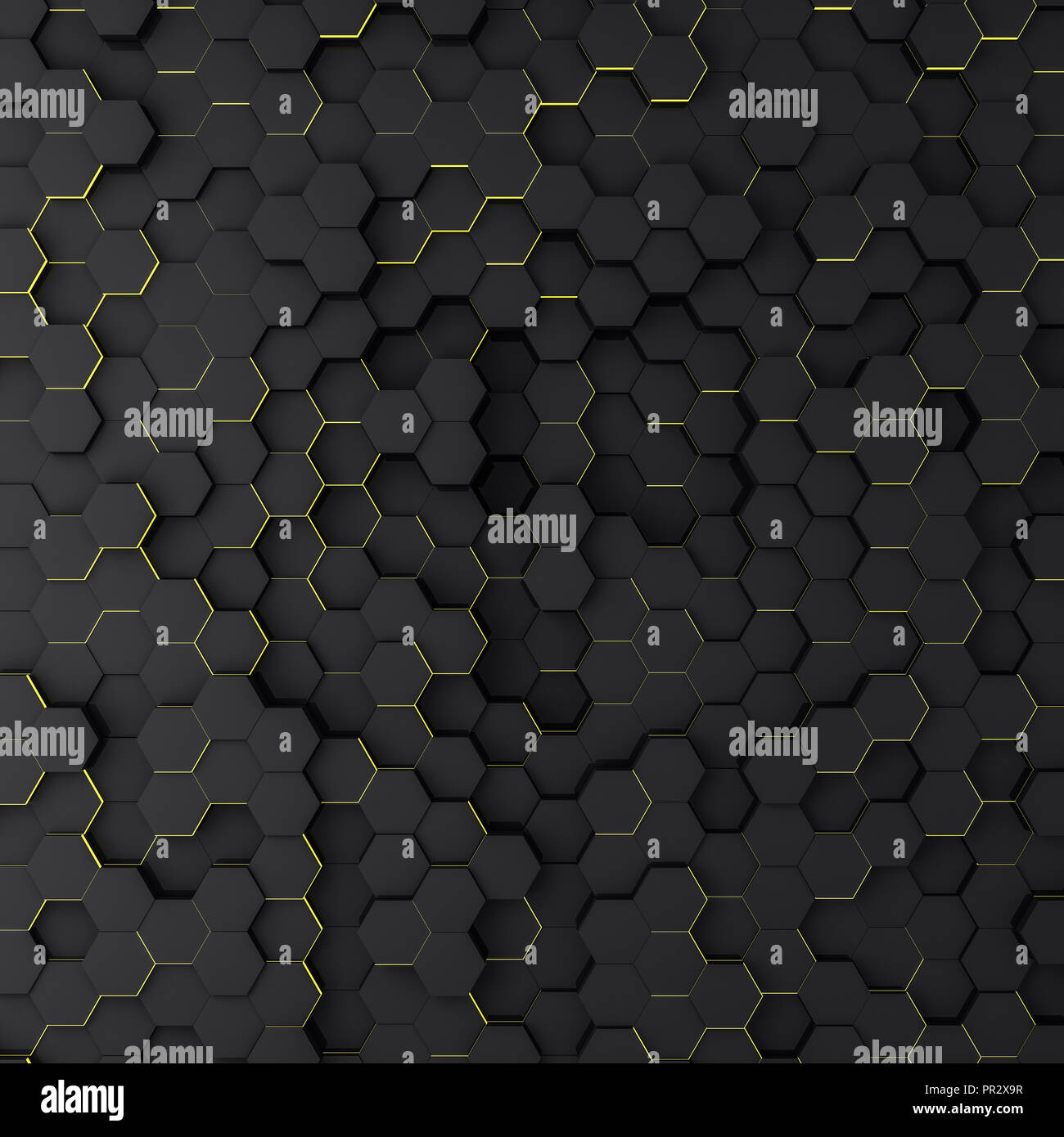 Abstract futuristic technological hexagonal background. 3D rendering ...