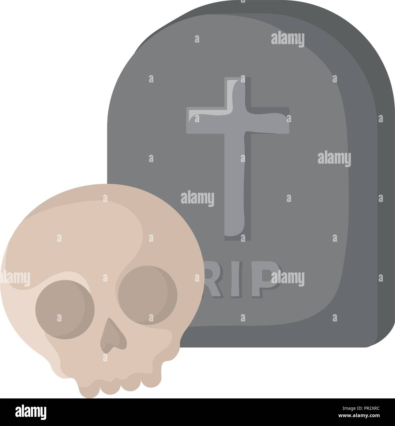 skull and gravestone over white background, colorful design. vector illustration Stock Vector
