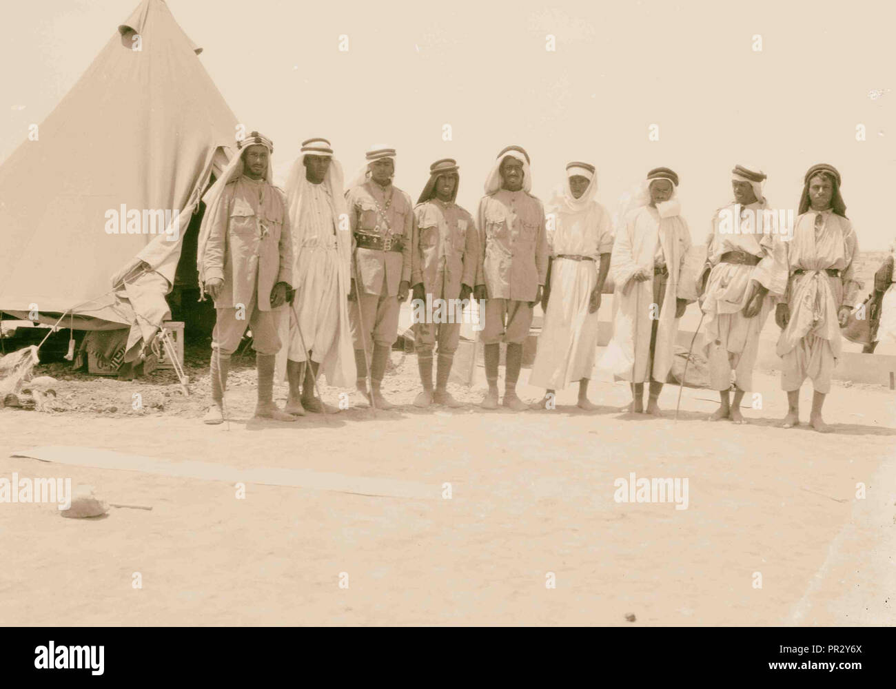 Locust killers at camp. 1898, Middle East, Israel and/or Palestine Stock Photo