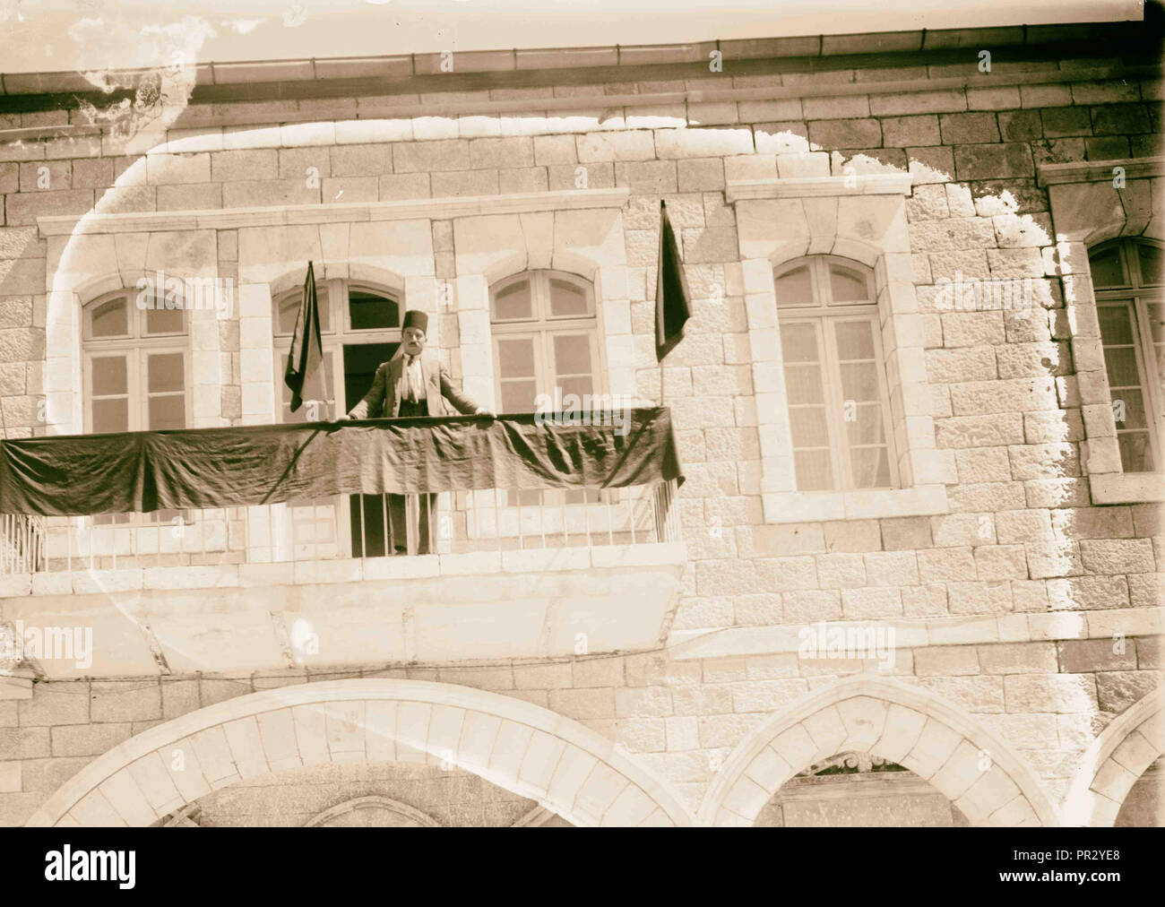 Arab protest - black flags displayed. 1925, Middle East, Israel and/or Palestine Stock Photo