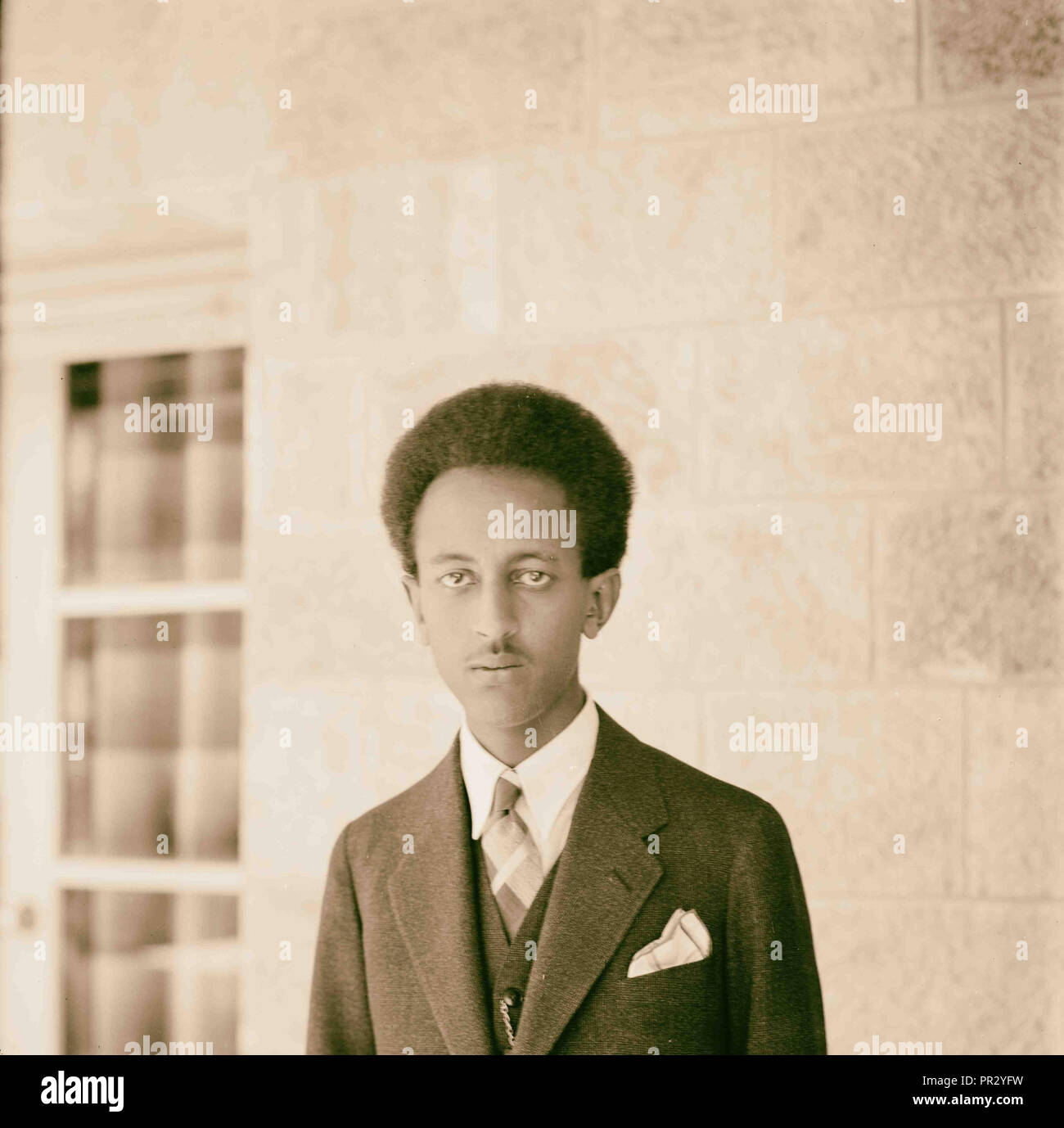 Crown Prince Asfa Wossen, son of Emperor Haile Selassie of Ethiopia, in Jerusalem. 1923,  Israel Stock Photo