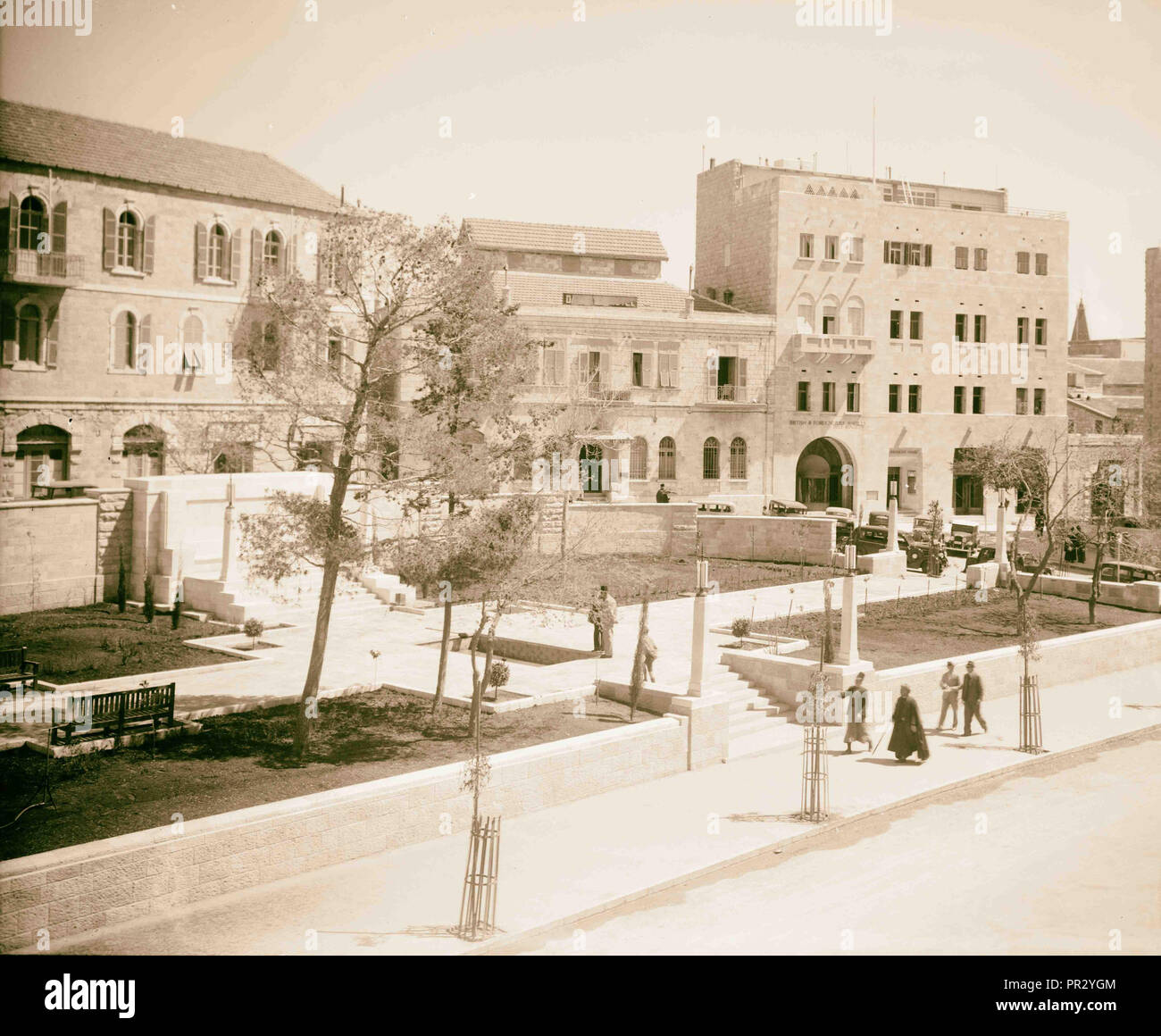 British & Foreign Bible Society Building, view from across plaza, 1928, Middle East, Israel and/or Palestine Stock Photo