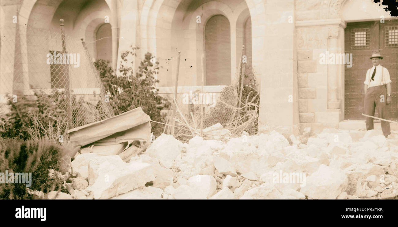 Damage to Augusta Victoria Stiftung 1927, Jerusalem, Israel Stock Photo