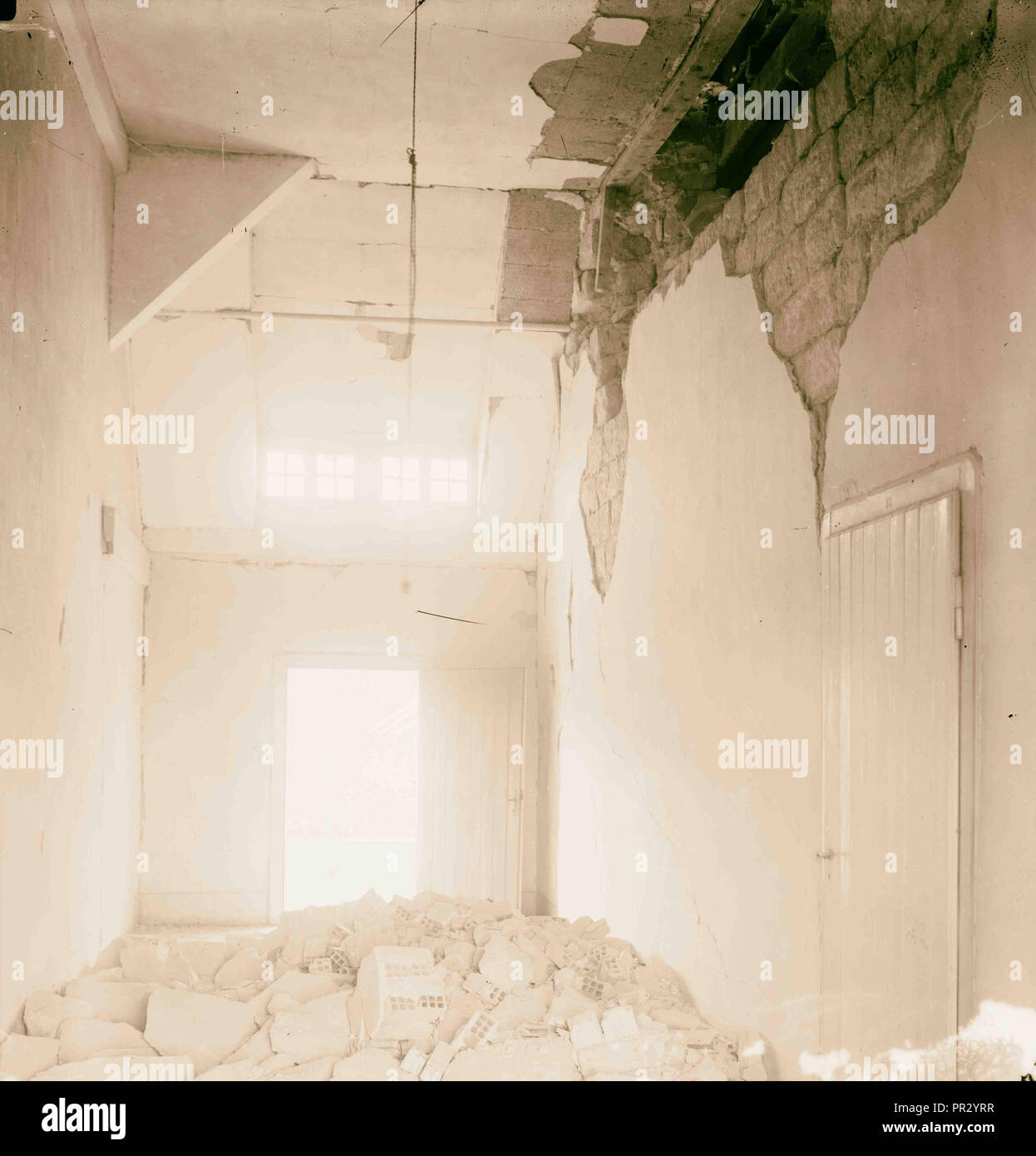 Damage to room of Augusta Victoria Stiftung 1927, Jerusalem, Israel Stock Photo