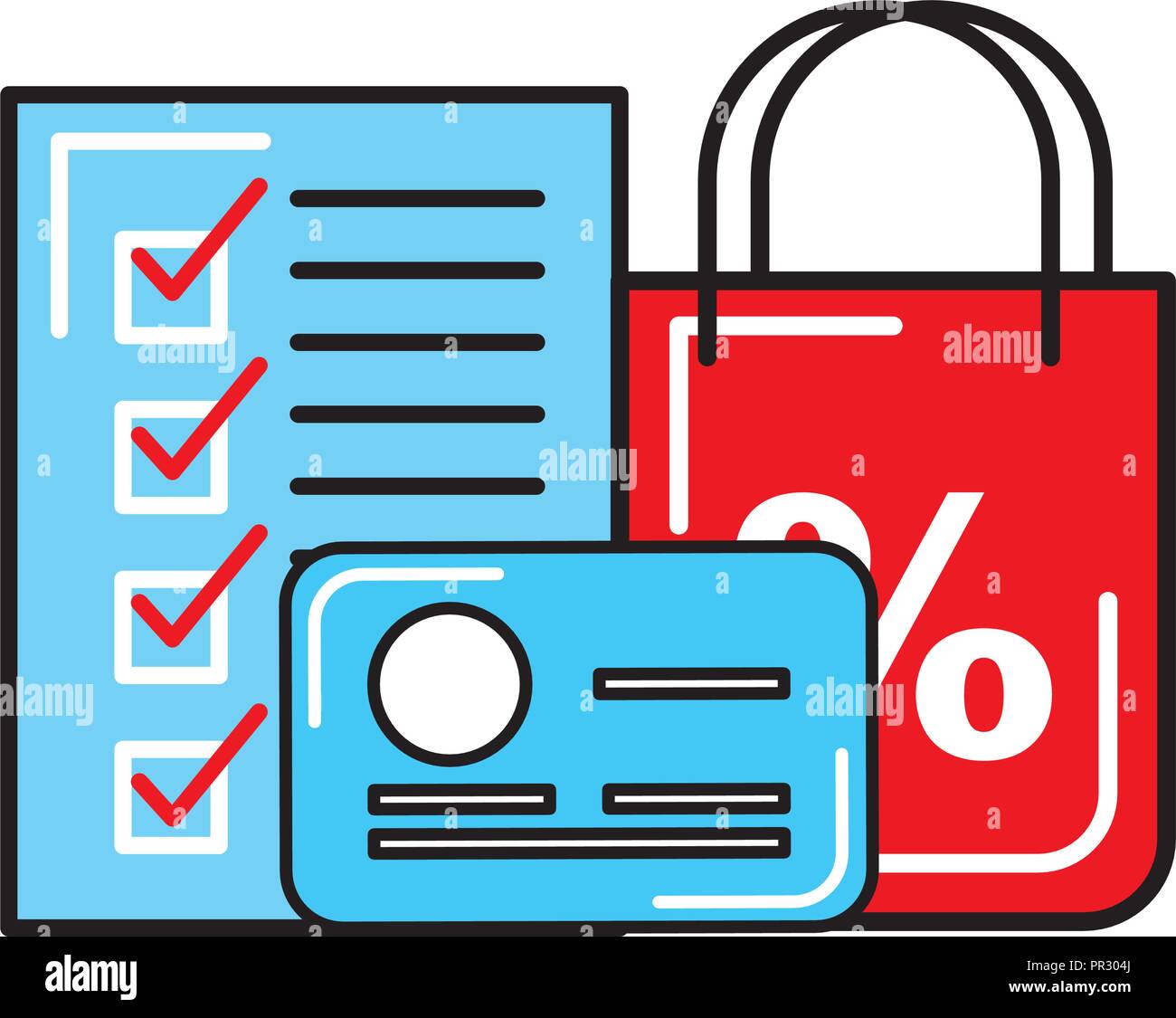 online shopping logistic credit card checklist Stock Vector Image & Art