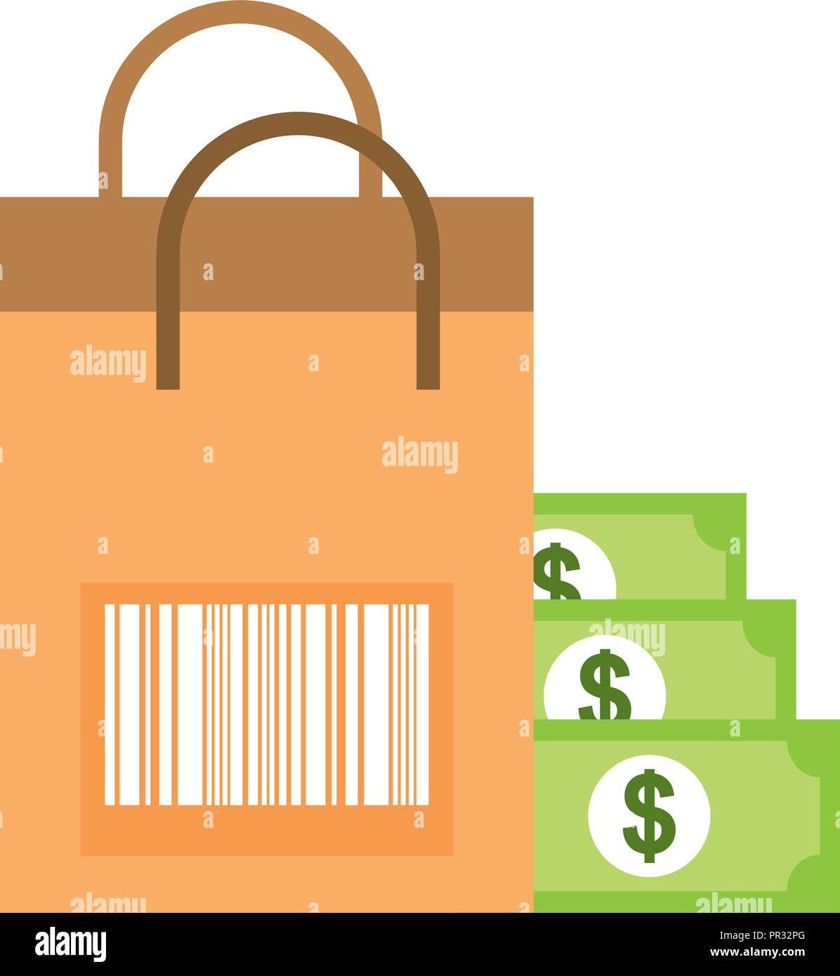 paper bag barcode banknote money online shopping Stock Vector Image Art Alamy