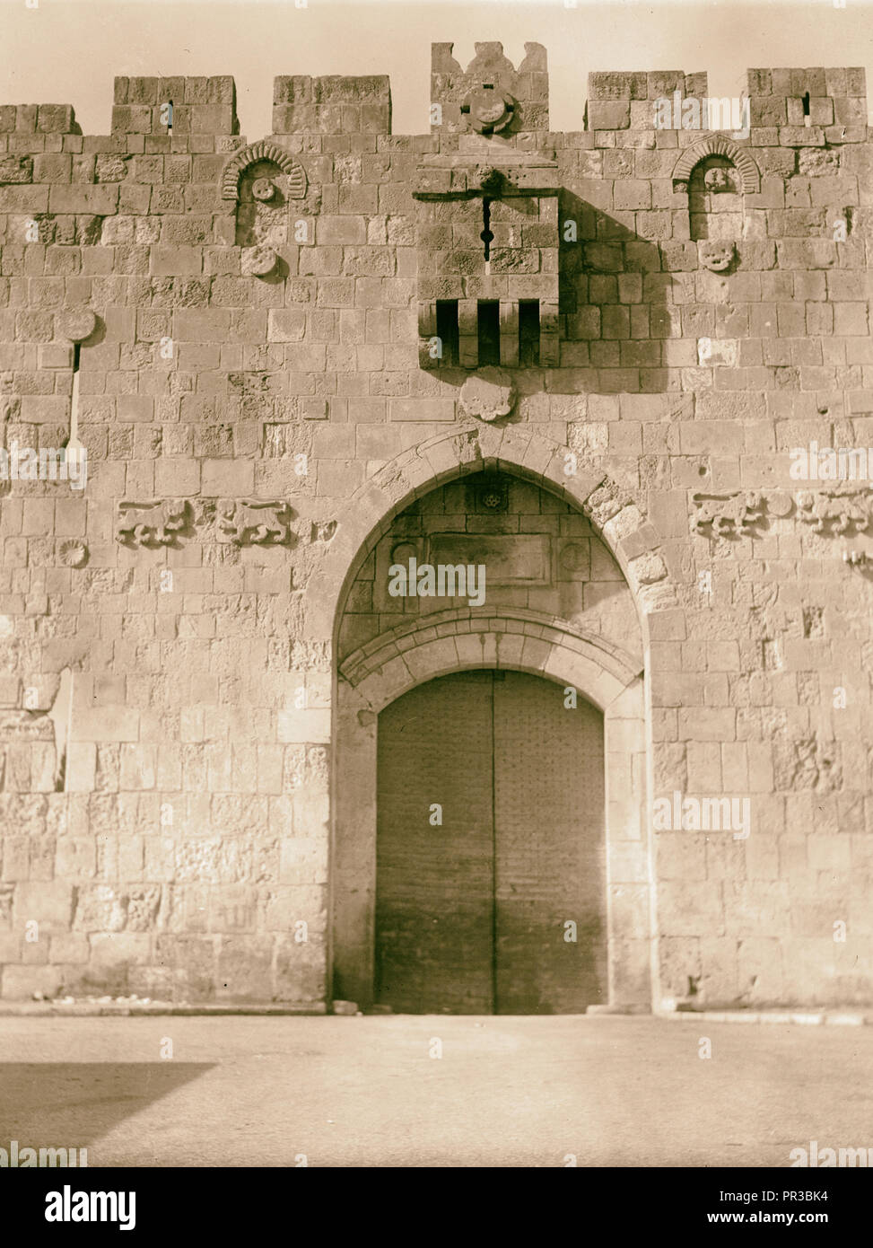 Disturbance 1938. St. Stephen's Gate closed. 1938, Jerusalem, Israel Stock Photo