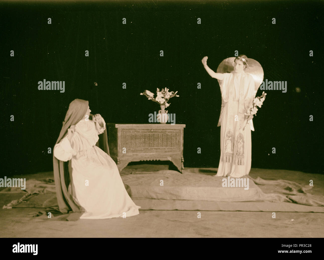 The Christmas Story, Y.M.C.A. tableaux The Annunciation I. 1934, Jerusalem, Israel Stock Photo
