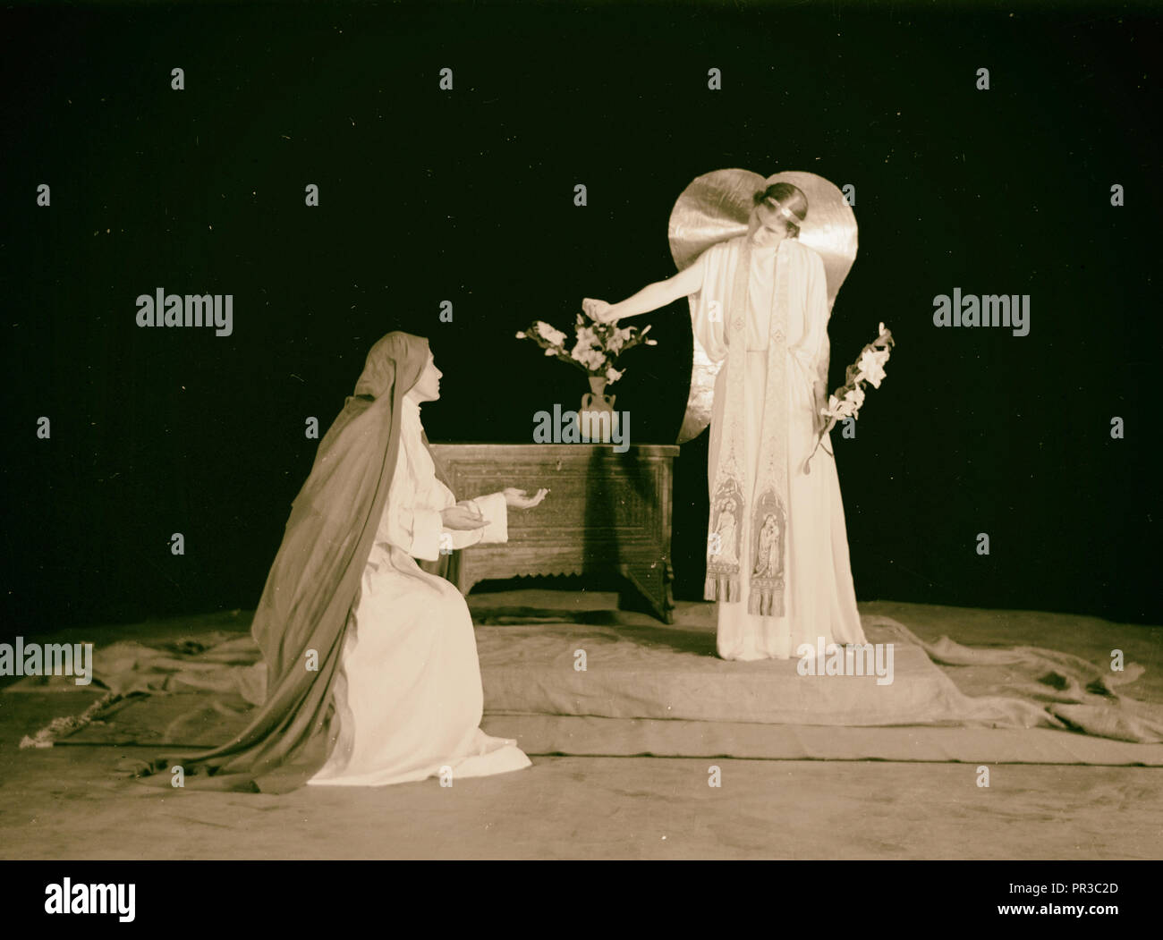 The Christmas Story, Y.M.C.A. tableaux The Annunciation II. 1934, Jerusalem, Israel Stock Photo