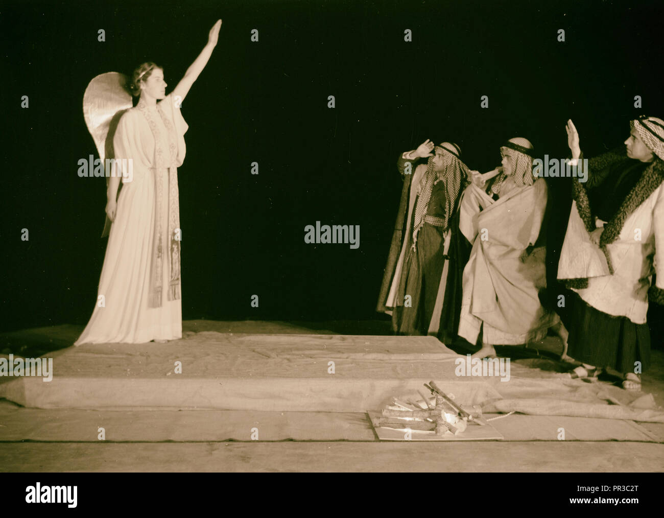 The Christmas Story, Y.M.C.A. tableaux The Tidings to the Shepherds II 1934, Jerusalem, Israel Stock Photo