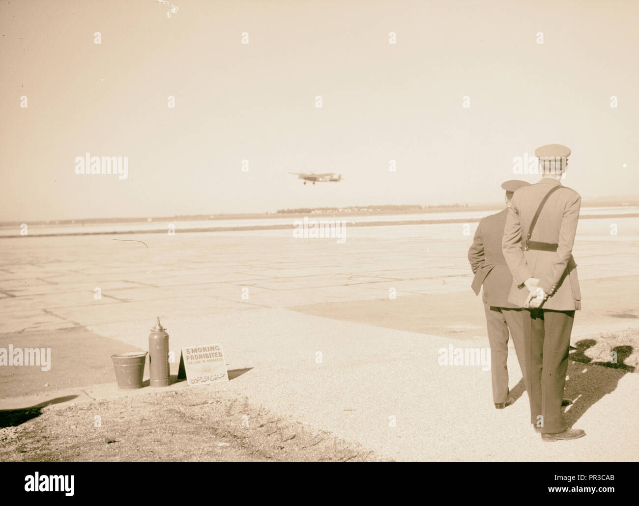 Arrival in Palestine of Mr. Antony [i.e., Anthony] Eden. Plane taken off. 1940 Stock Photo