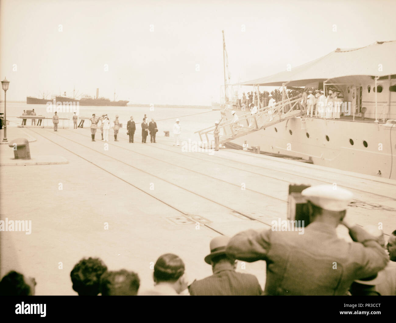 Arrival of the Negus to Haifa. Photo shows the family of Ethiopian Emperor Haile Selassie I arriving at Haifa on the British Stock Photo