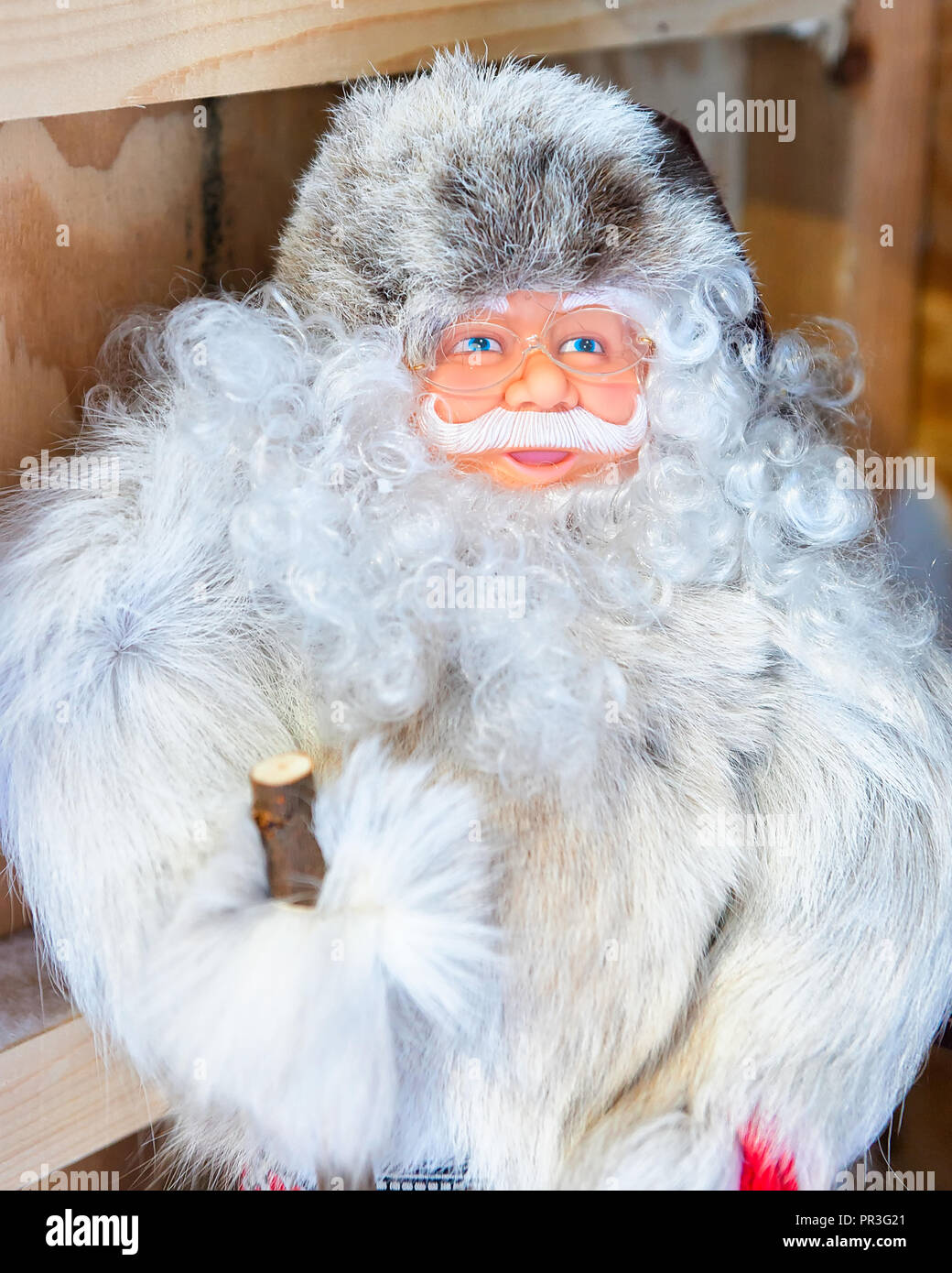 Winter Saami Souvenirs such as Santa Claus made of reindeer fur in