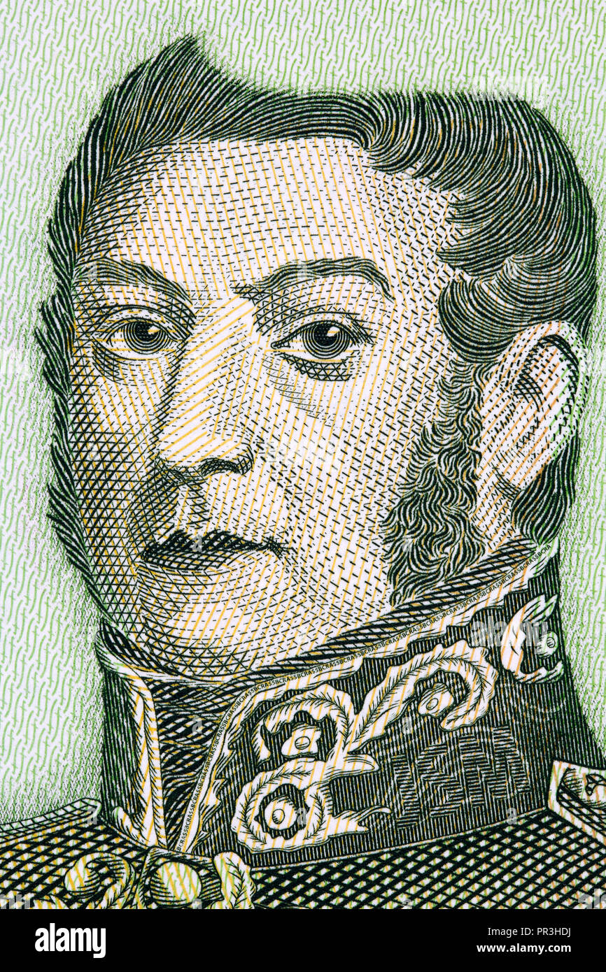 Jose de San Martin portrait from Argentine money Stock Photo