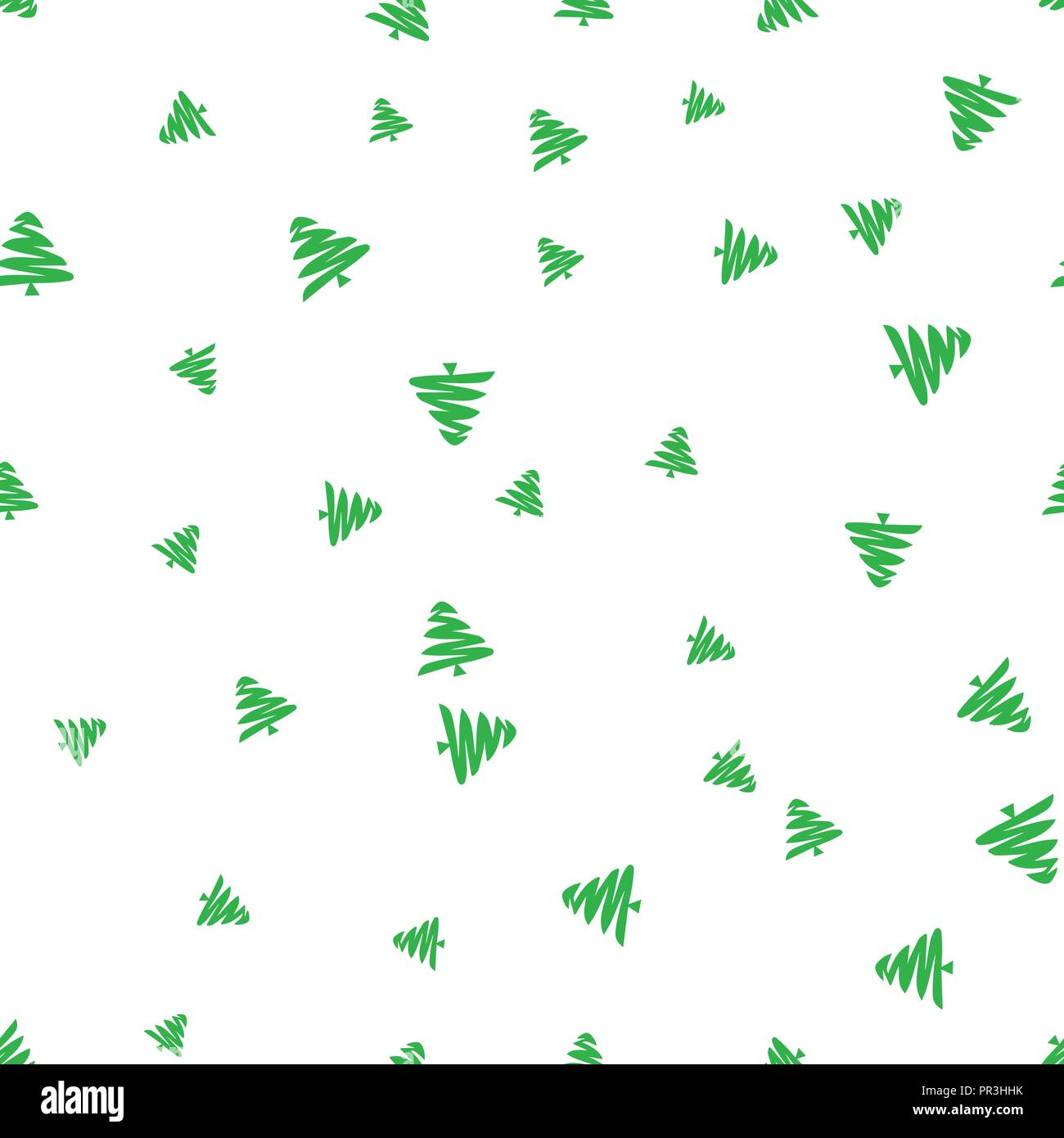 Green Christmas tree seamless pattern. Isolated on a white background ...