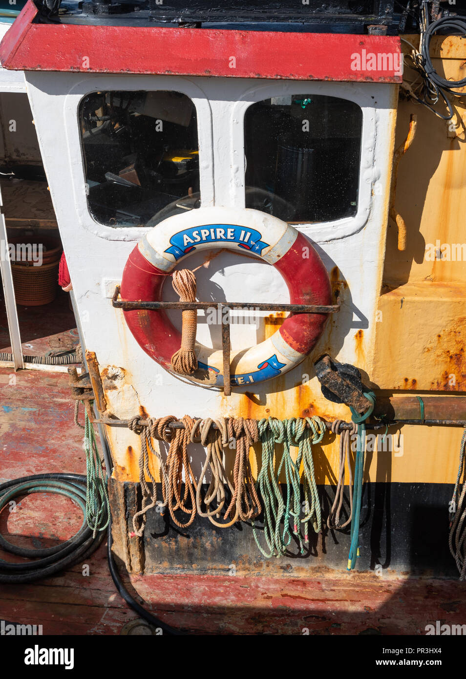 Trawler details in Campbeltown Harbour Scotland Stock Photo