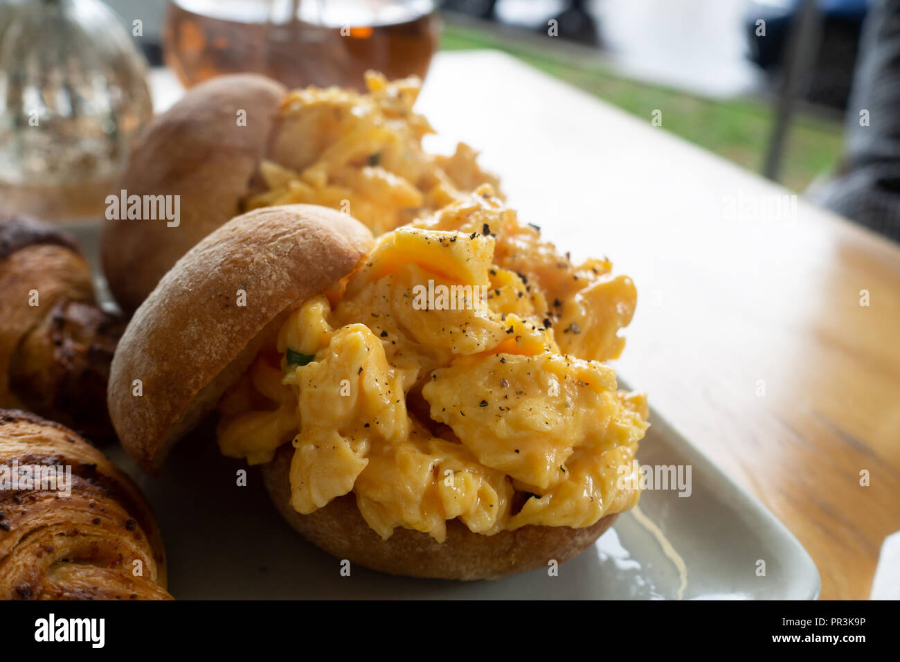 scrambled eggs for breakfast Stock Photo - Alamy
