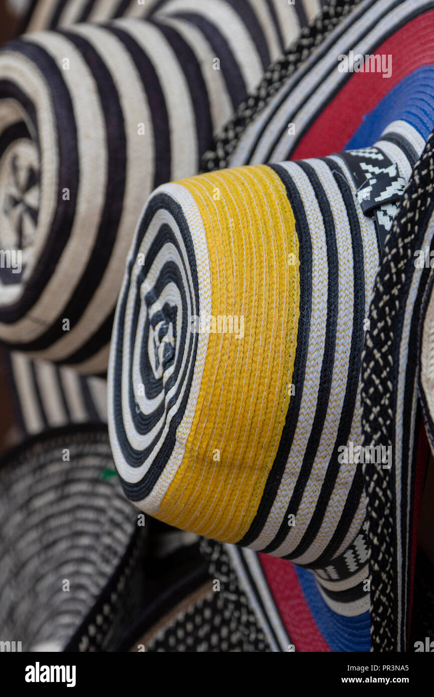 South America, Colombia, Cartagena. Colorful straw hats Stock Photo - Alamy